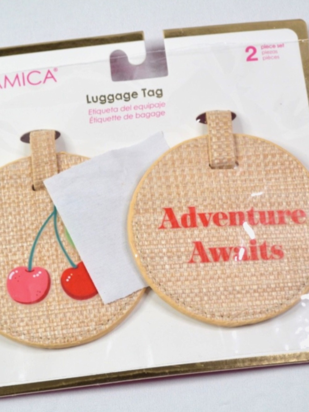 Miamica Adventure Awaits Cherries Luggage Tags - 2 Piece Set - Brand New!